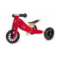 Tricycle convertible 2 en 1 en bois - Rouge cerise